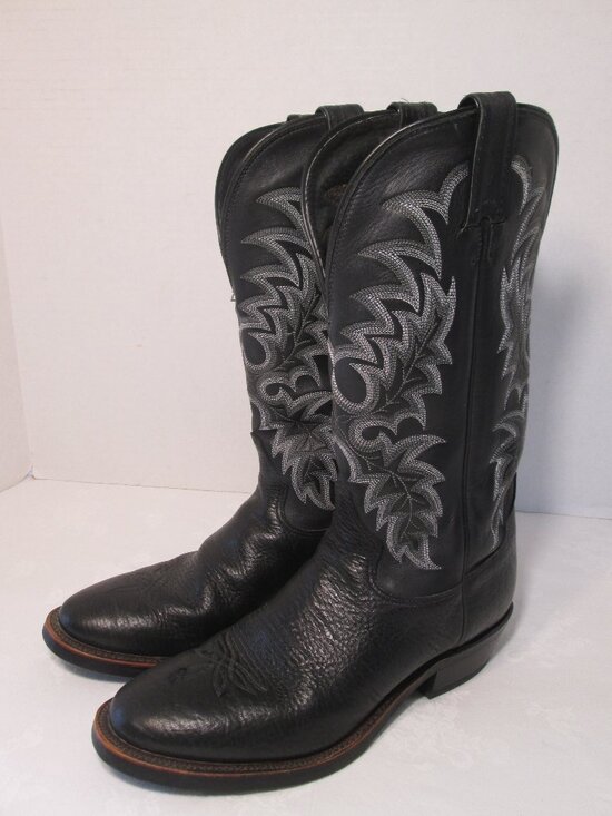 Vintage Nocona Mens Cowboy Western Boots Size 9.5 D Black Leather USA